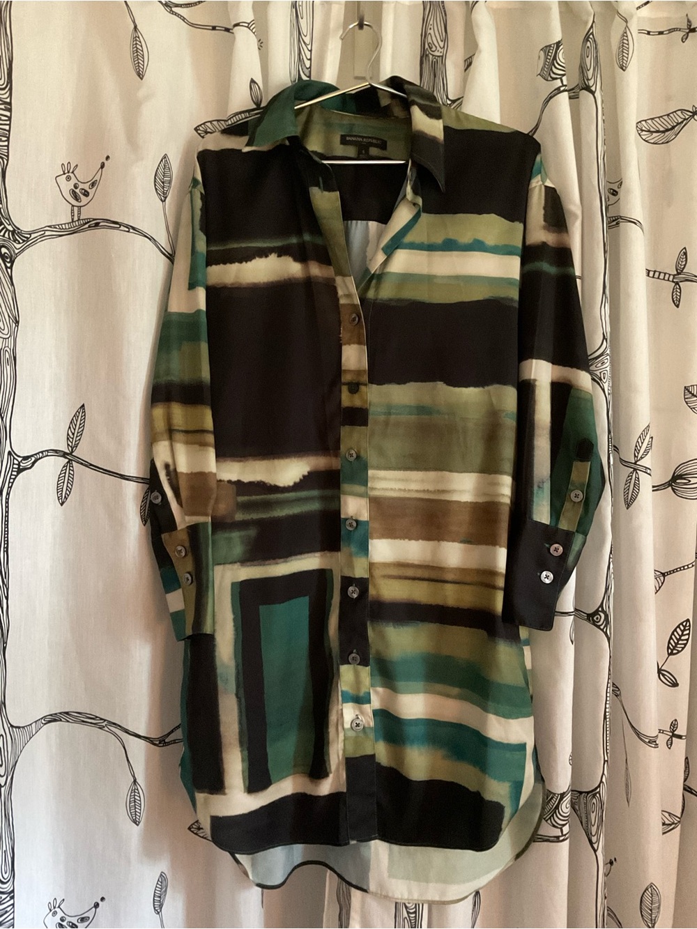 Banana Republic Button-Front Tunic - Black, Green, Brown